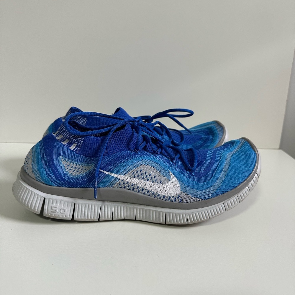 Nike Free Flyknit+ 5.0 `Game Royal` Blue/Wolf Gray Running Shoe 10